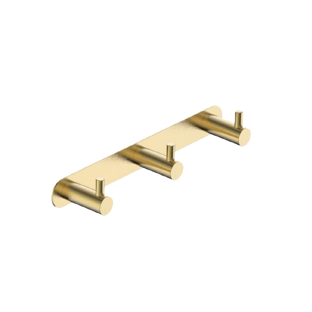 Perchero de pared dorado con 3 ganchos